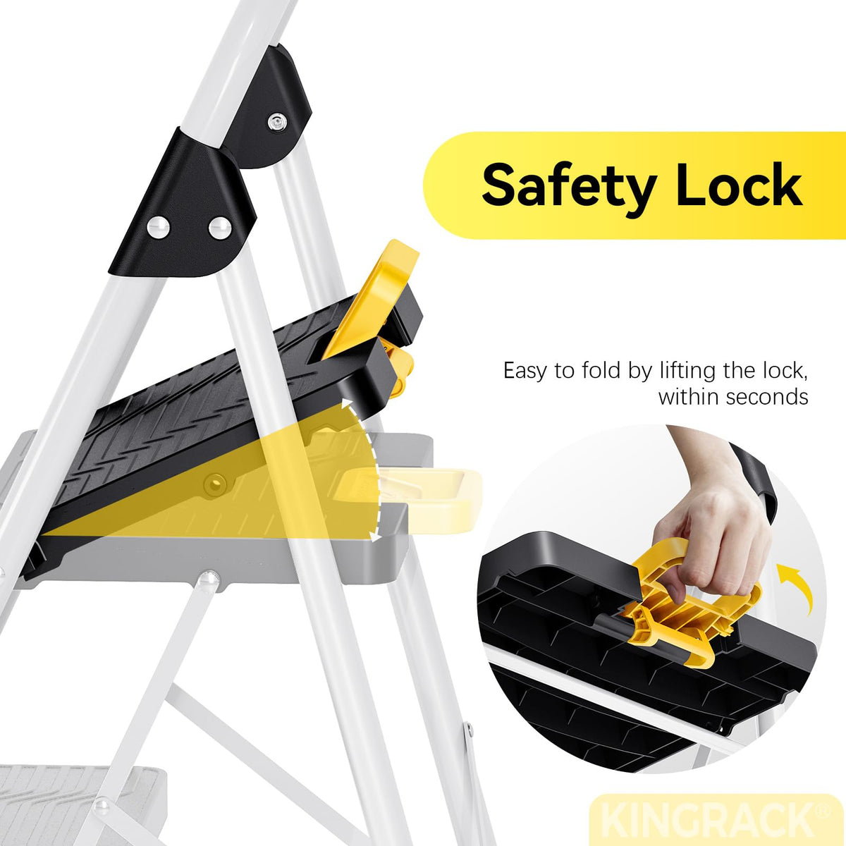 2 Step Folding Ladder 800lbs Capacity White Q120220