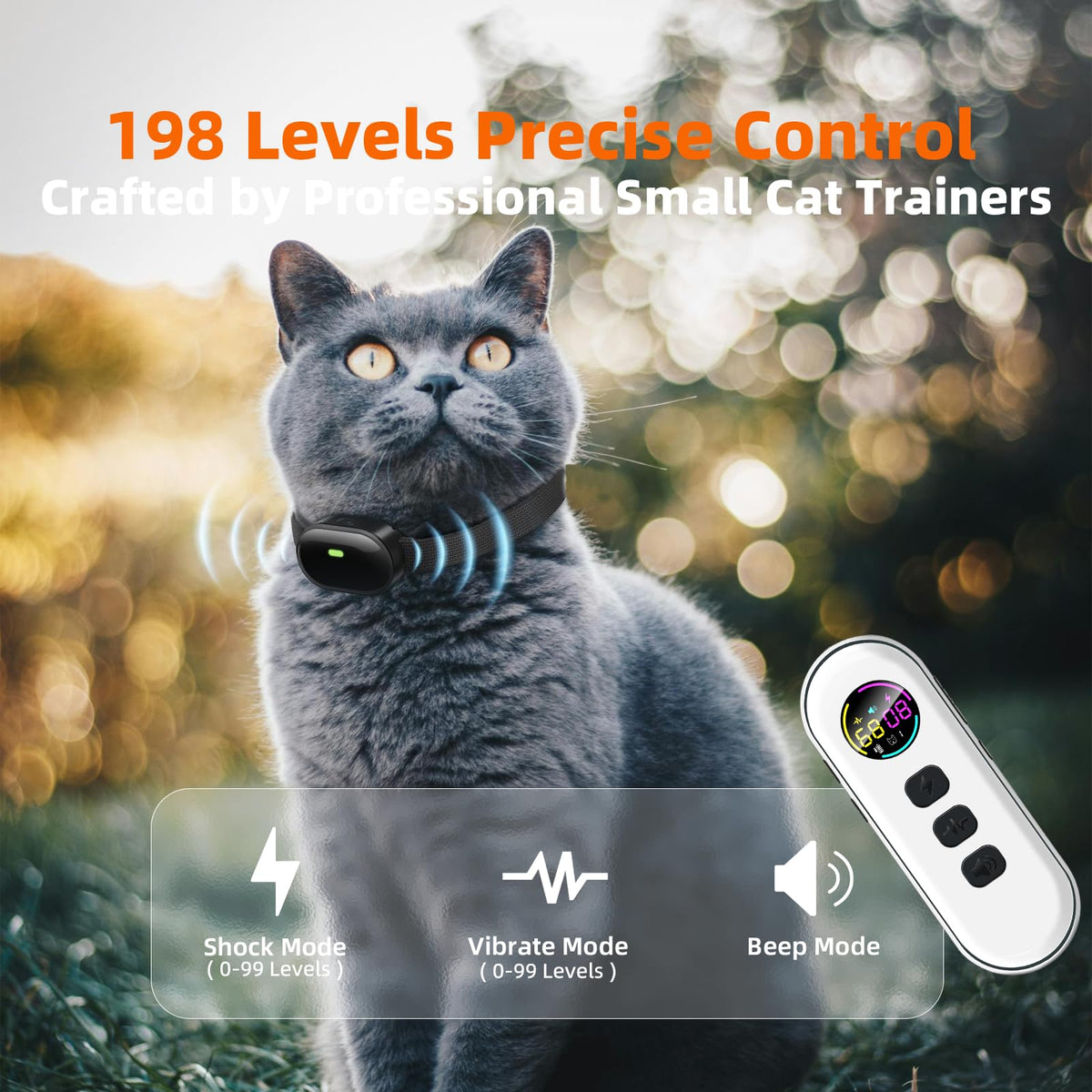 Ultra-Small Cat Training Collar with Remote, Waterproof, Rechargeable M6149