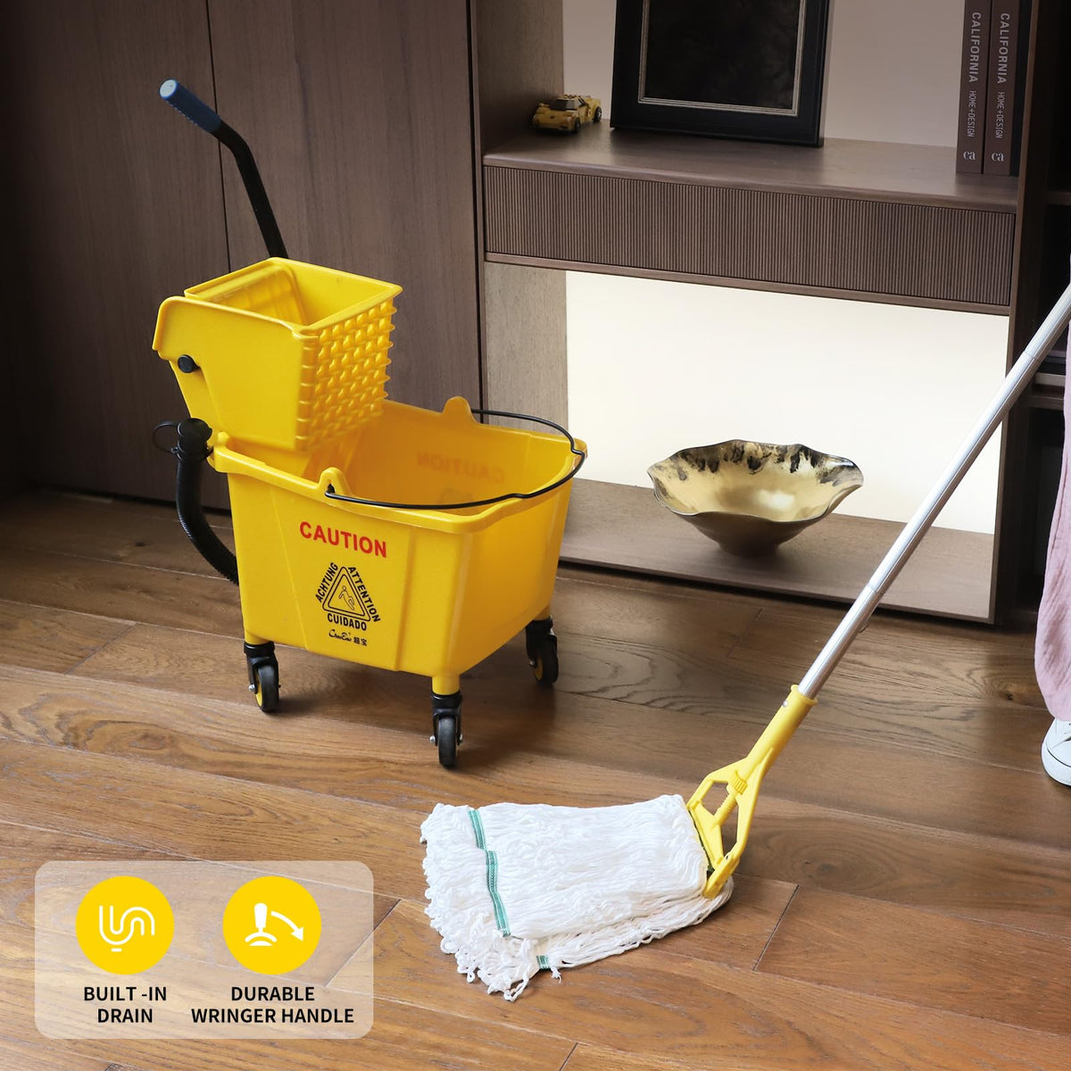 35Qt Mop Bucket with Wringer and Drain Hose P15364