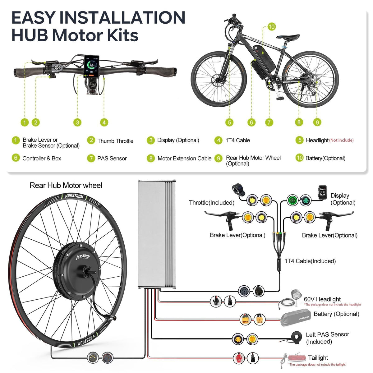 48V 1000W Electric Bike Conversion Kit Rear Wheel Hub Motor V113334