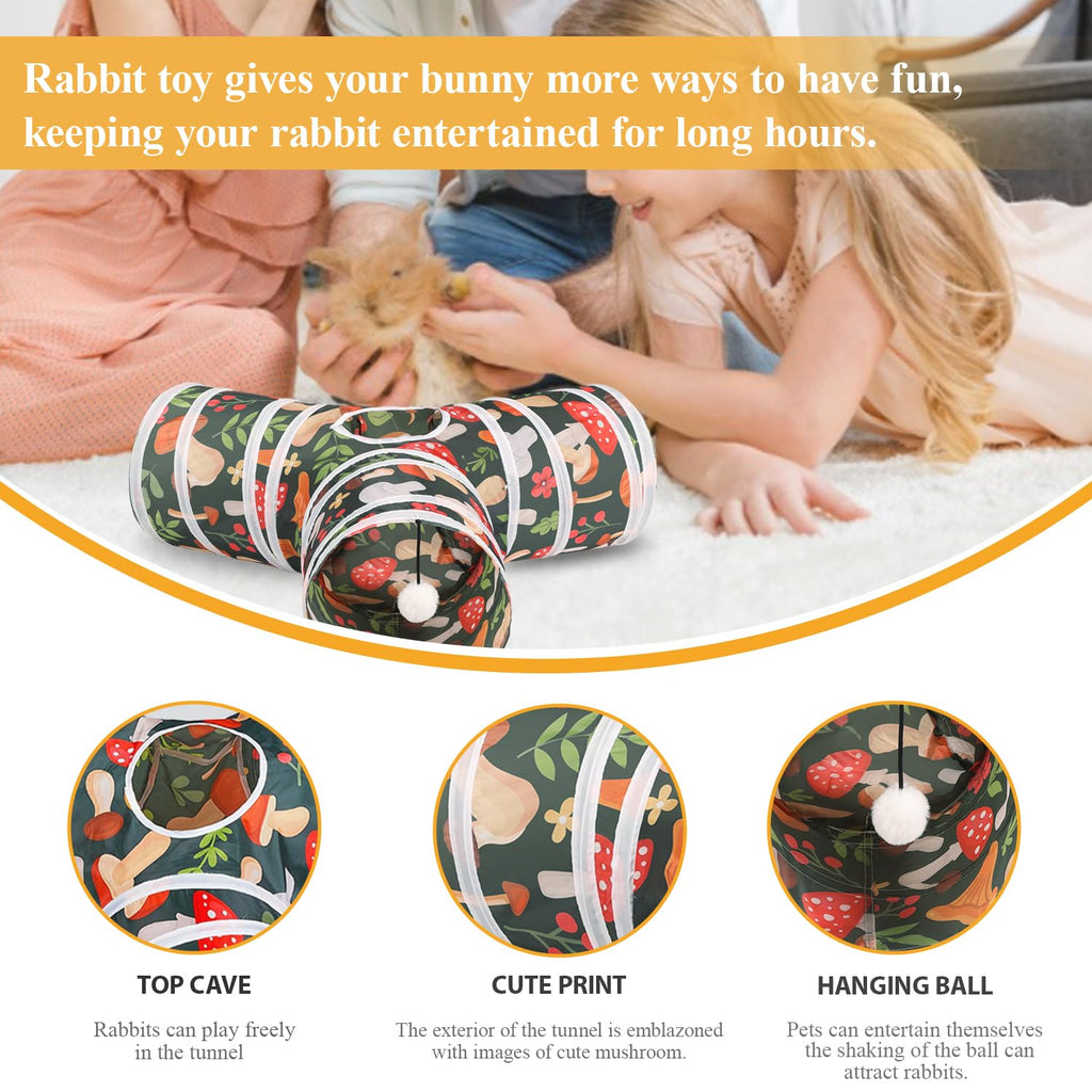 Collapsible 3 Way Rabbit Tunnel with Chew Toy Q526
