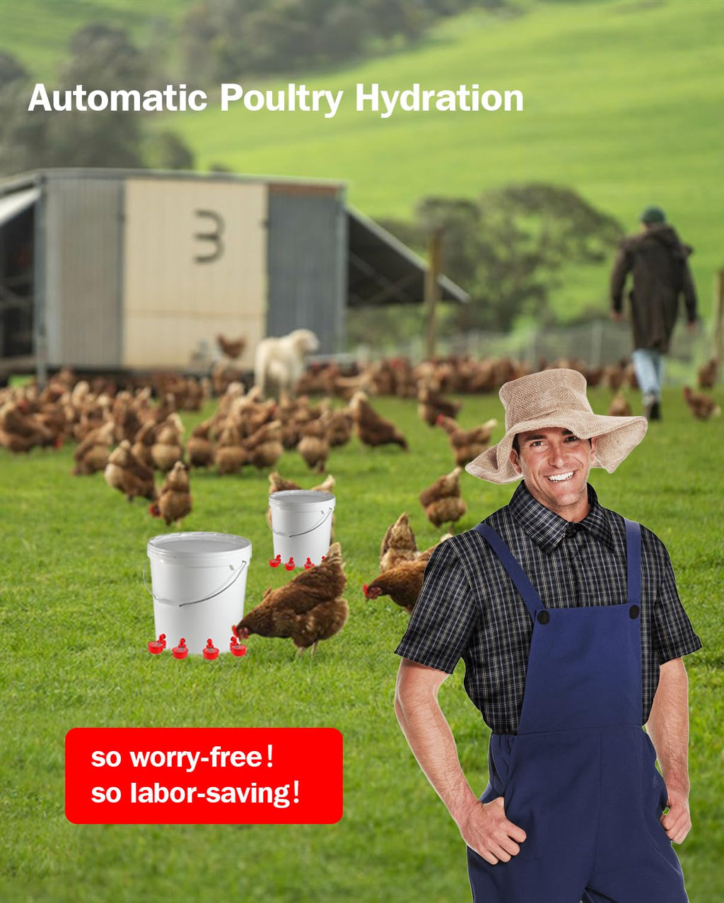 30 Packs Large Automatic Poultry Water Feeder Cups with Tee Fittings L368771