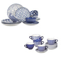 Ceramic Dinnerware Sets 12 Piece + 8 OZ Cappuccino Cup Set with Saucers K32844