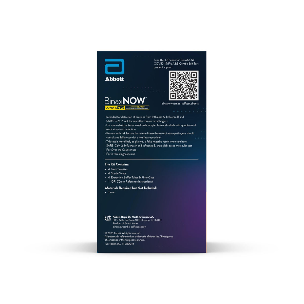COVID-19/Flu A&B Combo Self Test, 4 Tests R21193