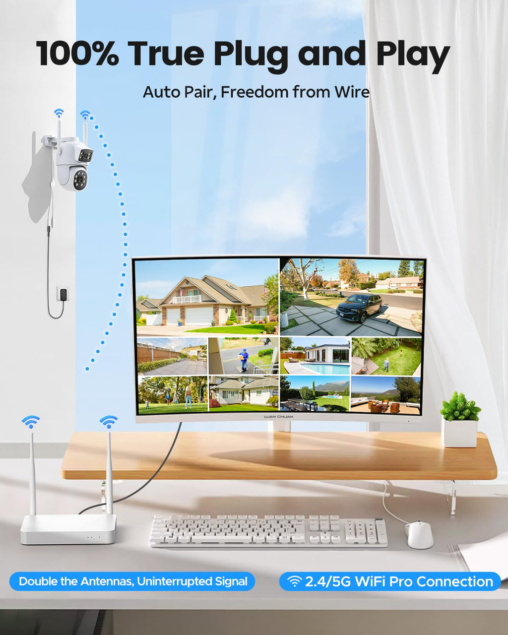 Wireless Outdoor 4 Cam Home Security Cameras System G2945