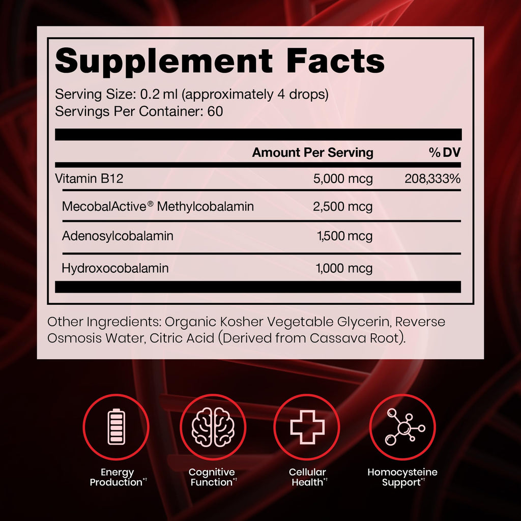 BioActive B12 Liquid 5000mcg 60 Servings Y4402
