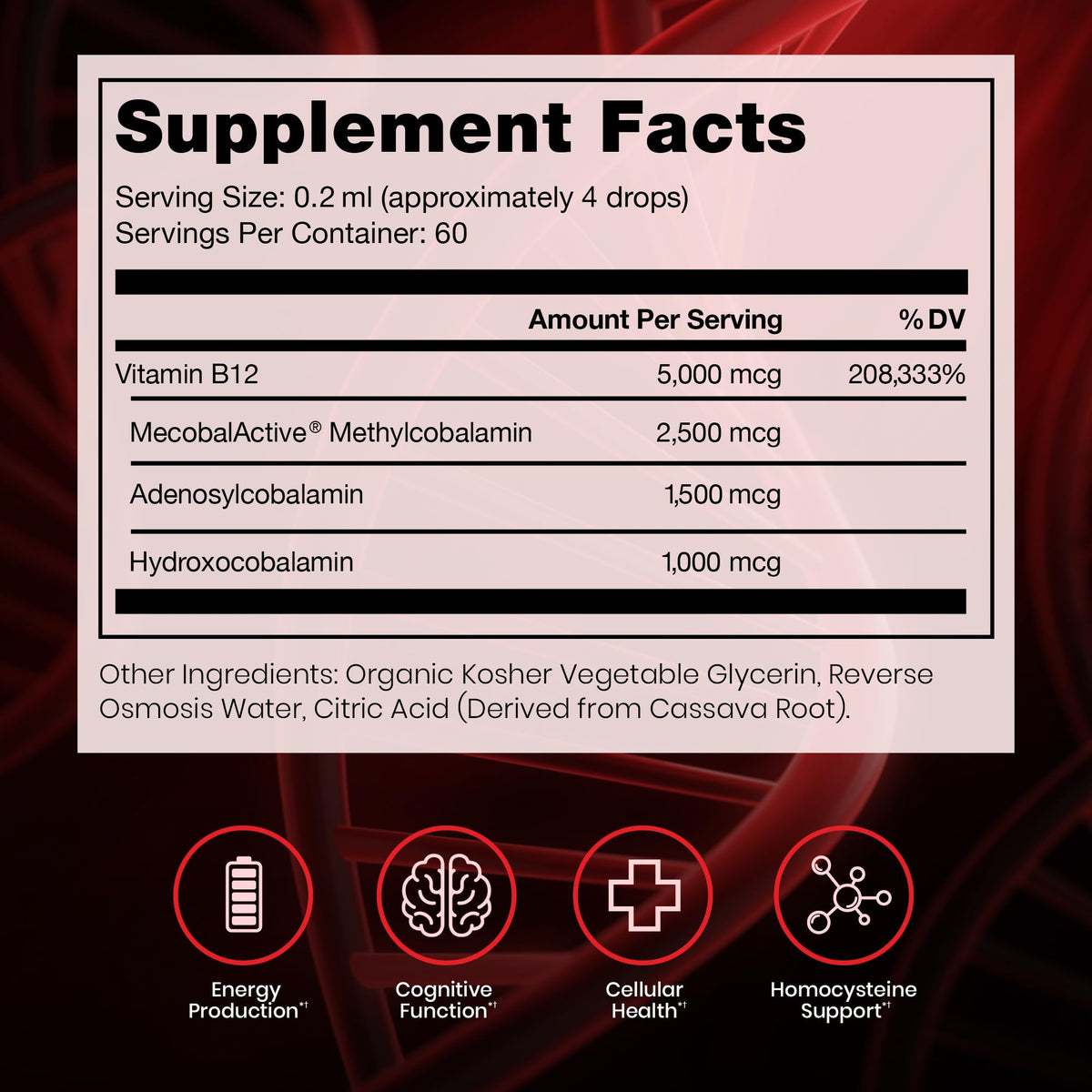 BioActive B12 Liquid 5000mcg 60 Servings Y4402