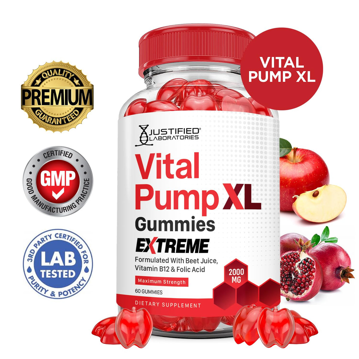 2000MG Beet Juice Pomegranate B12 Vegan Gummies V757