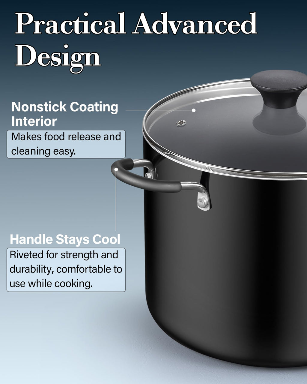 10.5 Quart Non Stick Stock Pot with Lid L619