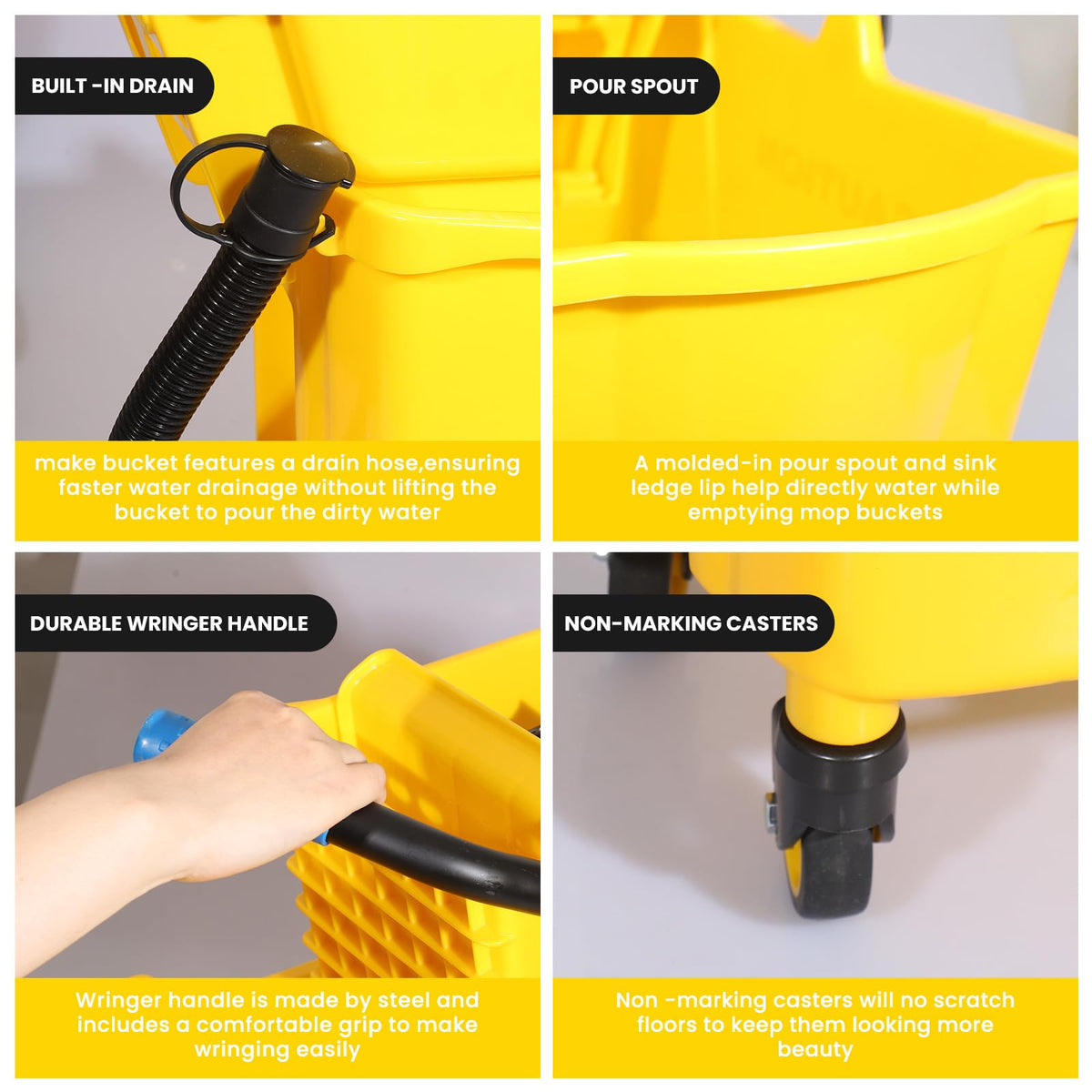 35Qt Mop Bucket with Wringer and Drain Hose P15364