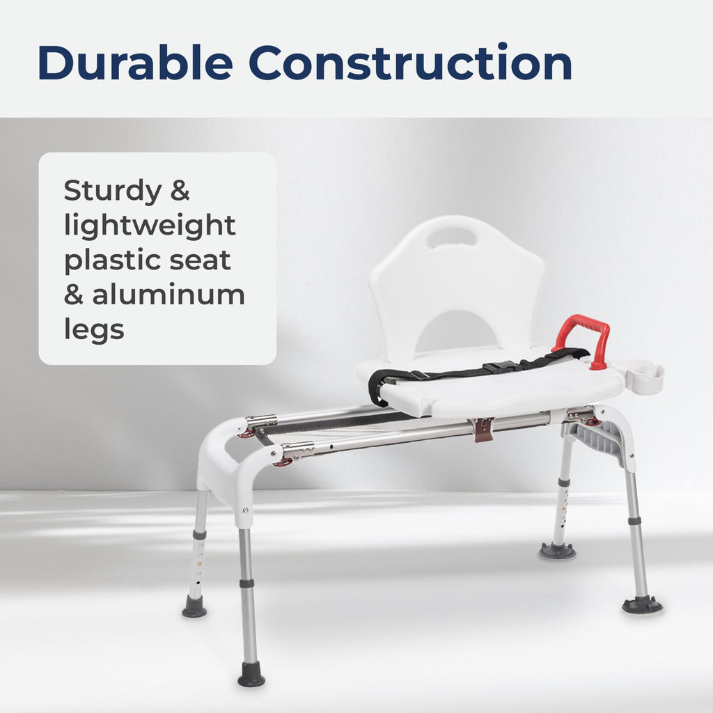 Adjustable Height Sliding Bathtub Transfer Bench Shower Chair O687