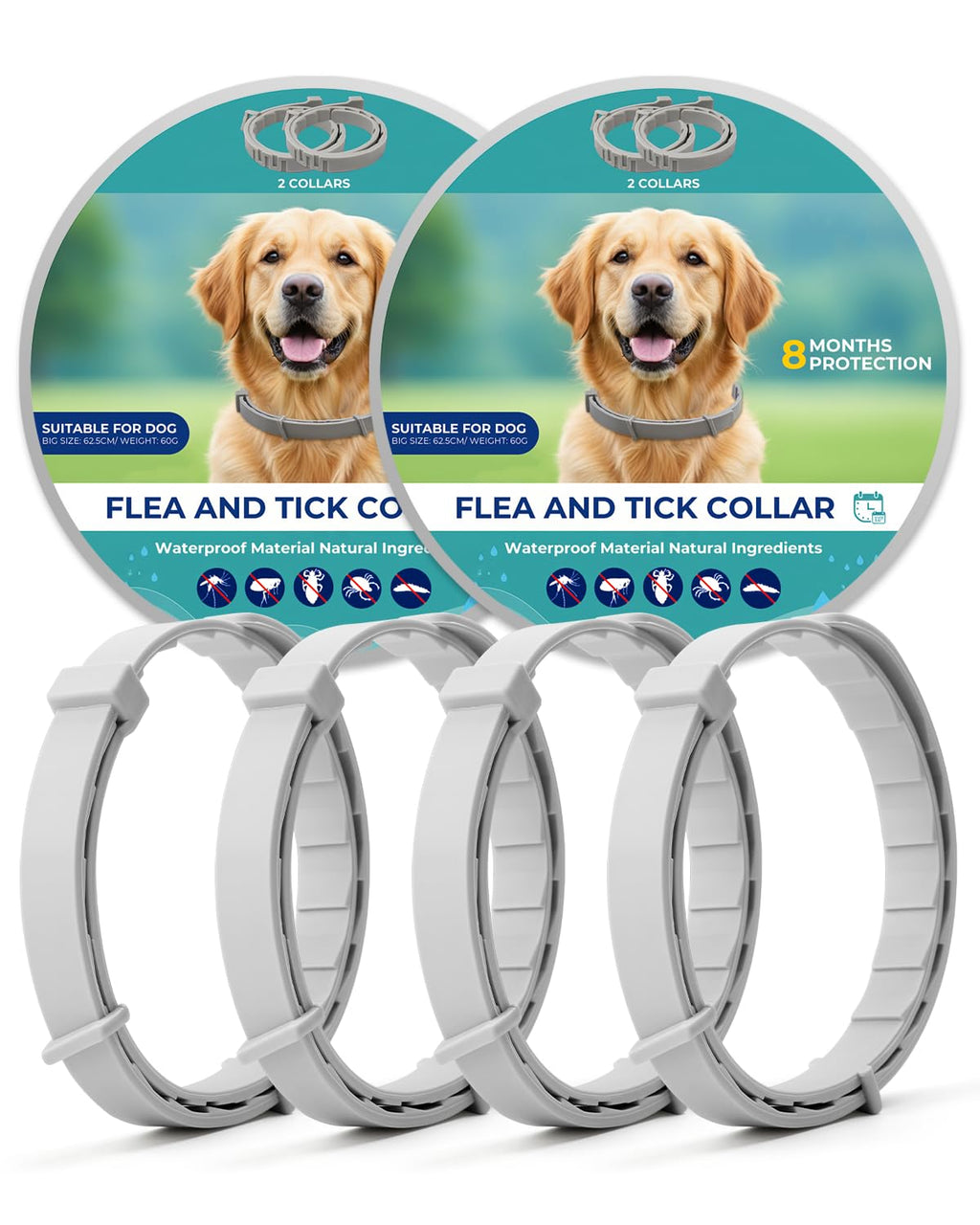 4 Pack Flea and Tick Collar for Small Dogs Under 18 lbs R7772