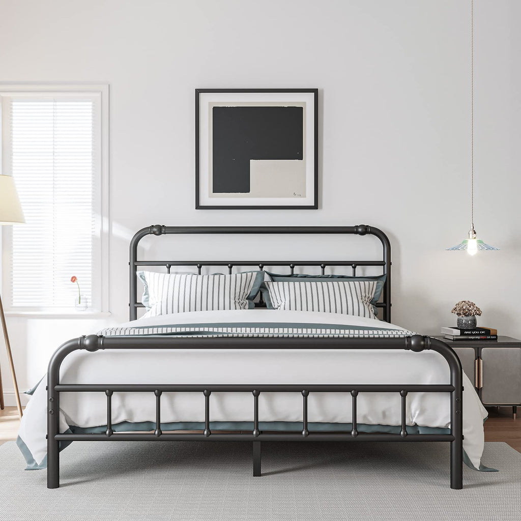 Full Size Metal Bed Frame with Iron Headboard Y175267