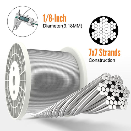 1000FT 1/8" Stainless Steel Cable I769413