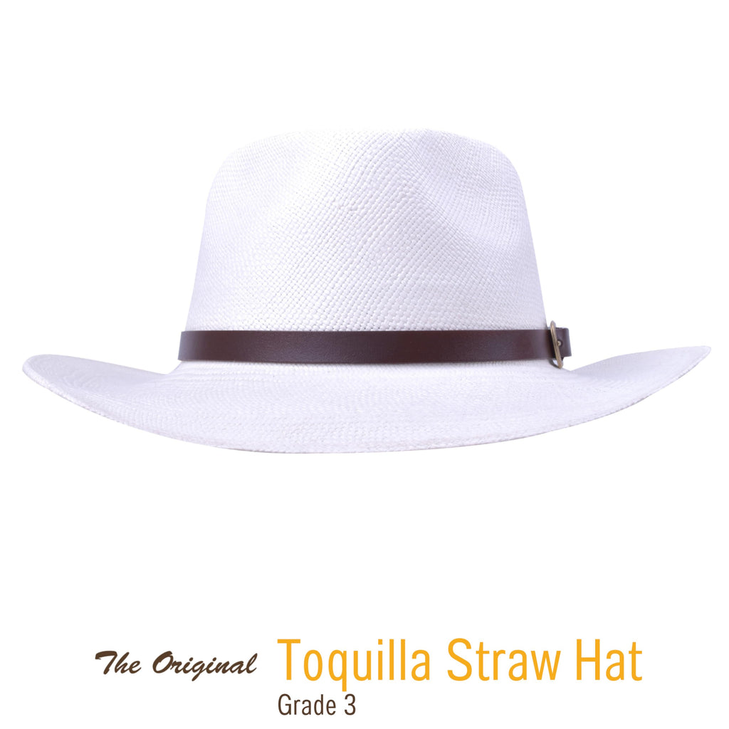 Panama Hat Teardrop Shape Recycled Leather Toquilla Straw V89359