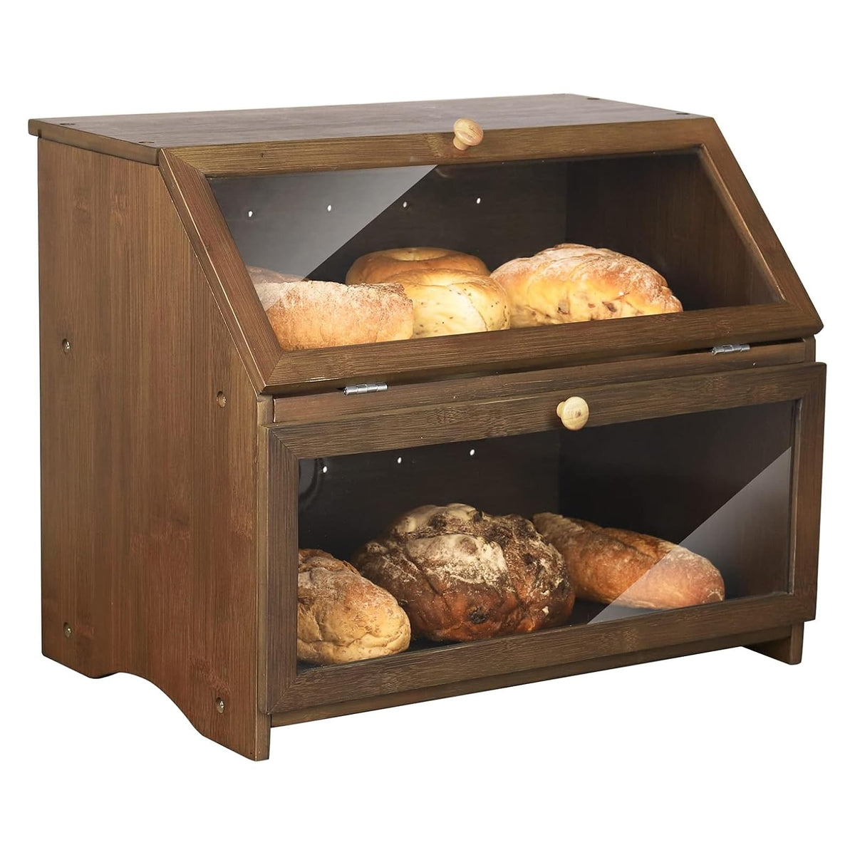 Double Layer Wooden Bread Box H958
