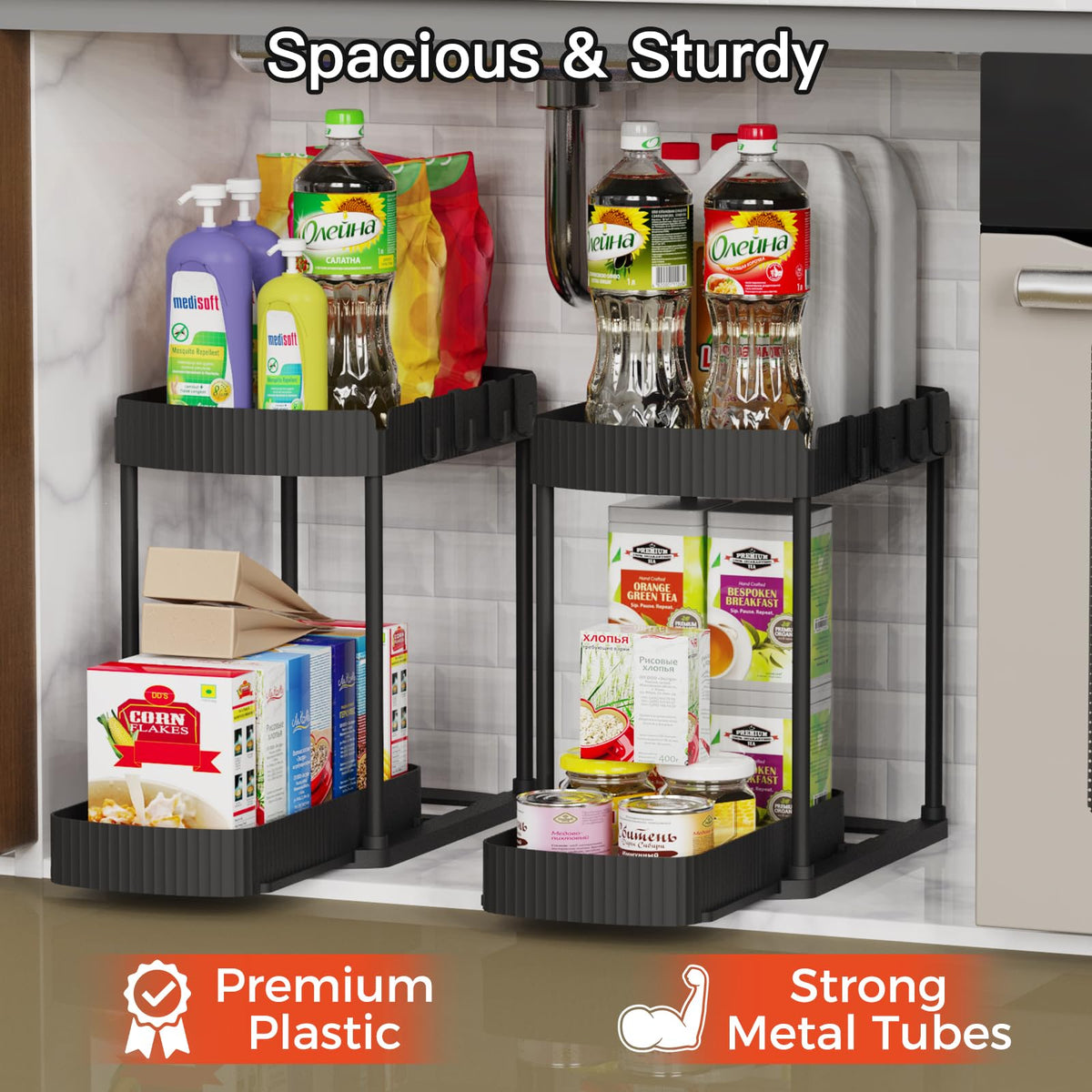 2 Packs Under Sink Pull-Out Storage Organizers W752