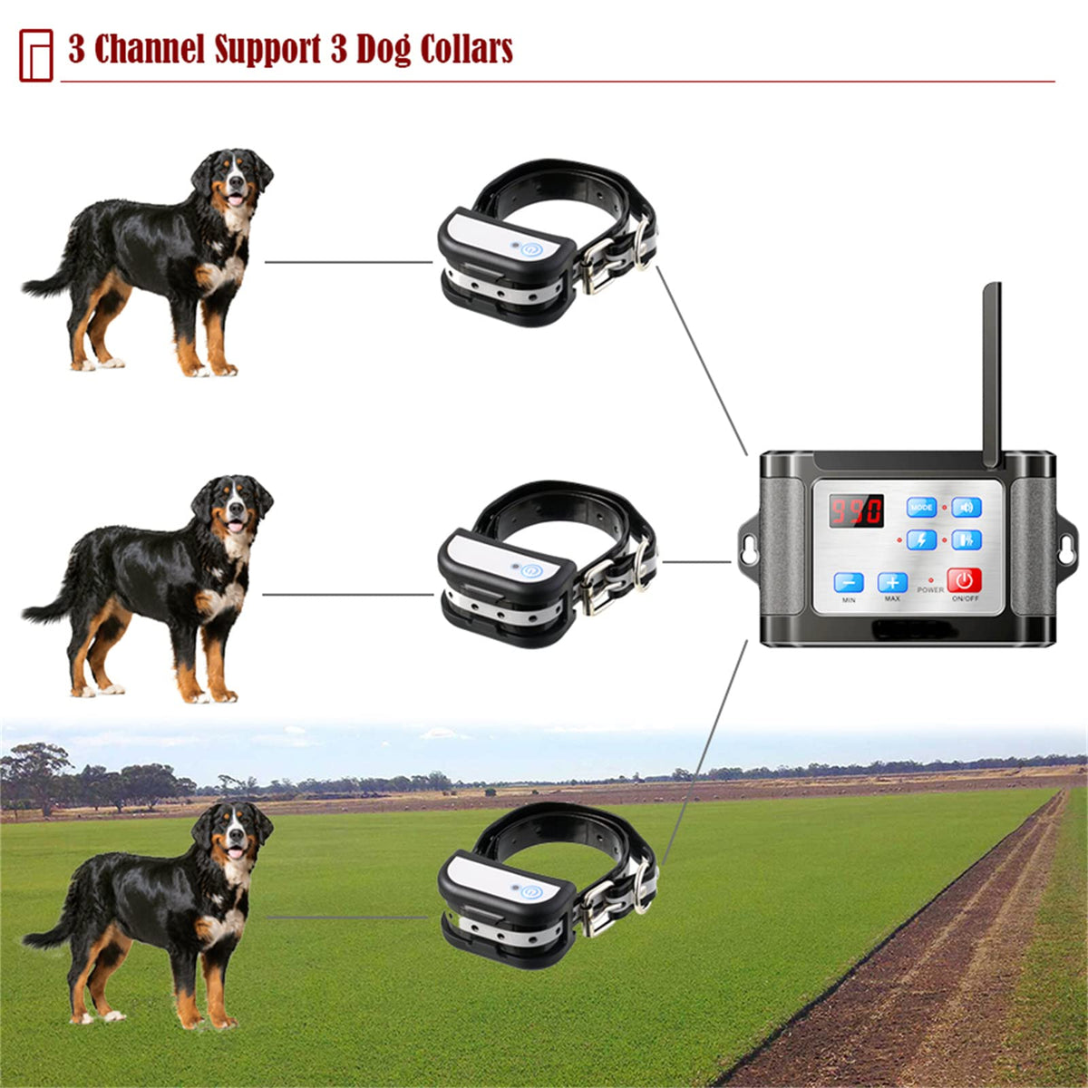 Wireless Dog Fence Pet Containment System, 1/2 Acre, Waterproof Rechargeable Training Collar M9661