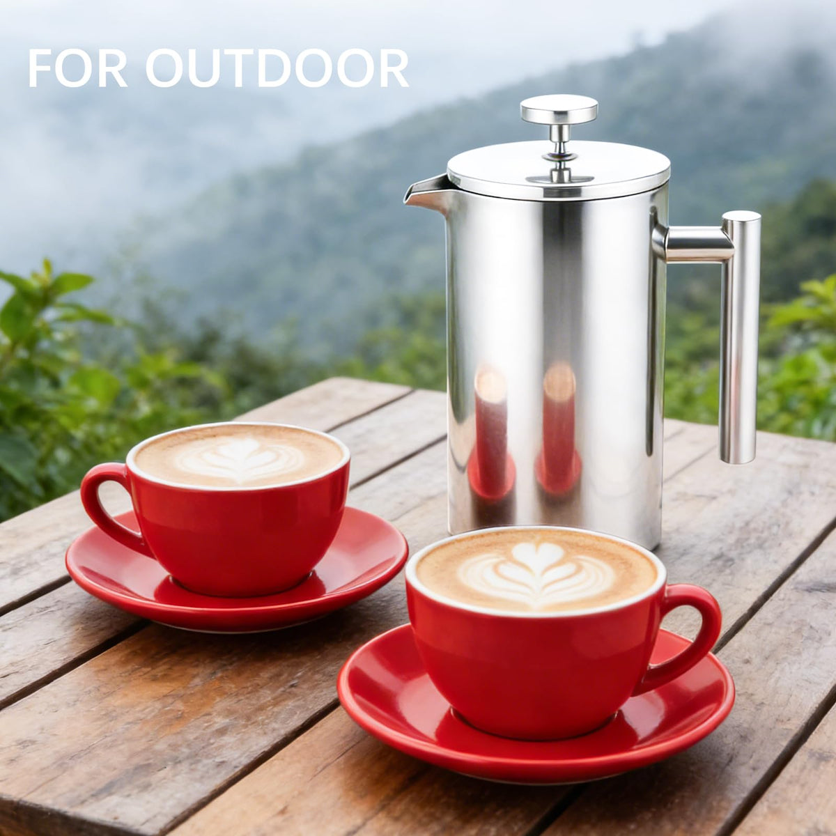 34OZ Stainless Steel French Press Coffee Maker with 2 Extra Filters P81707
