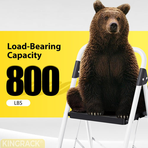 2 Step Folding Ladder 800lbs Capacity White Q120220