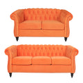 Orange Velvet Tufted Sofa Set G15766