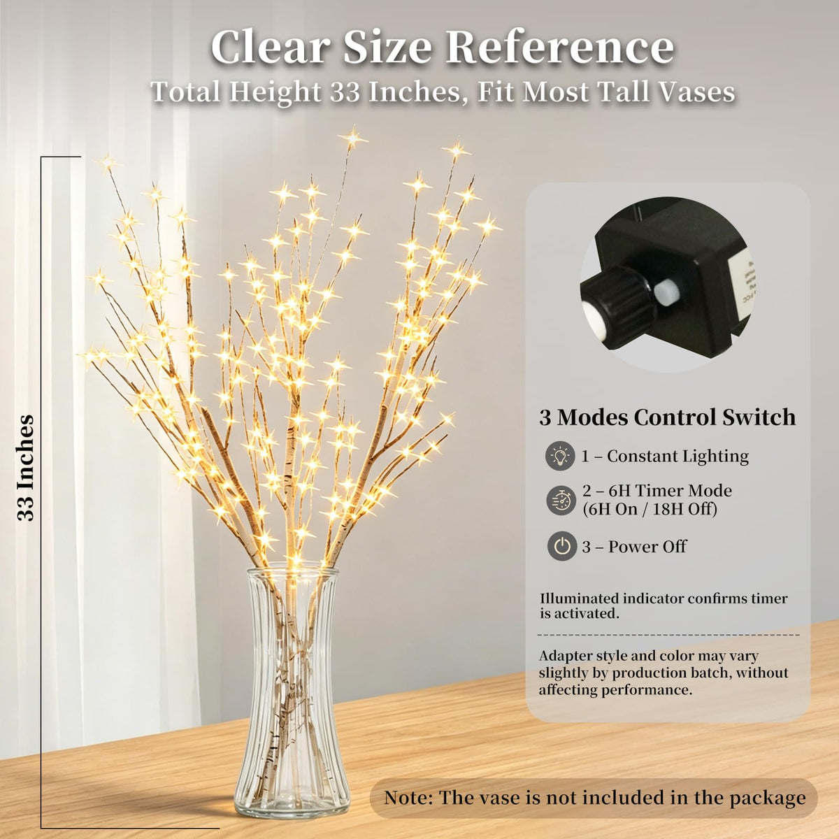 Lighted Birch Branches with Timer 33IN 180 LED Lights C30700