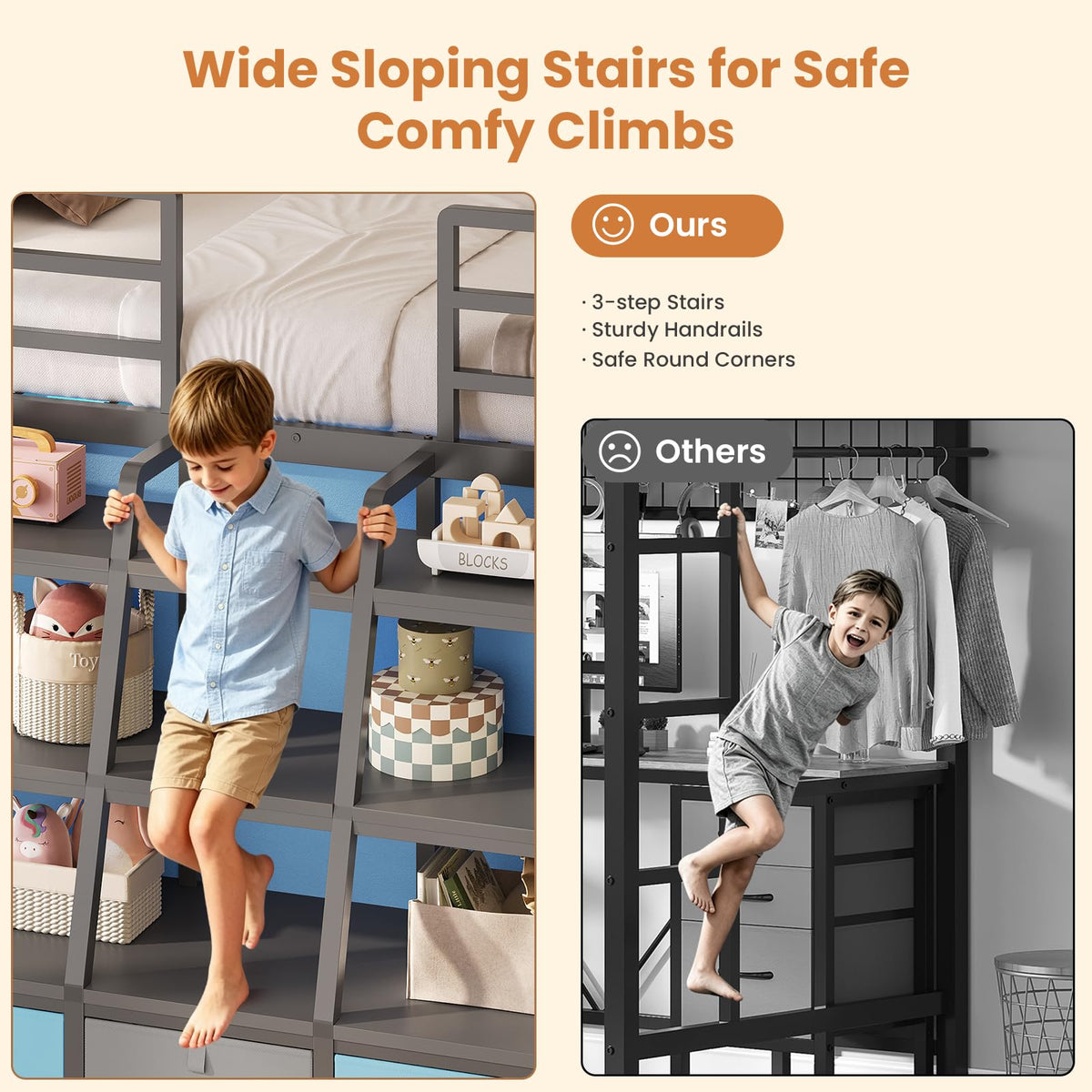 Twin Size Grey Low Loft Bed with 5 Drawers V31121