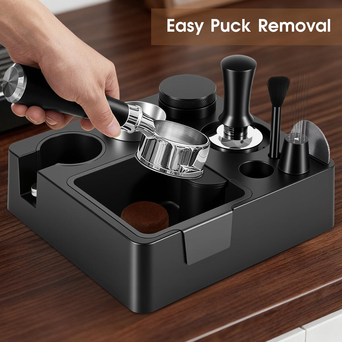51mm Espresso Accessories Kit, Tamping Station, Knock Box, Tamper P761