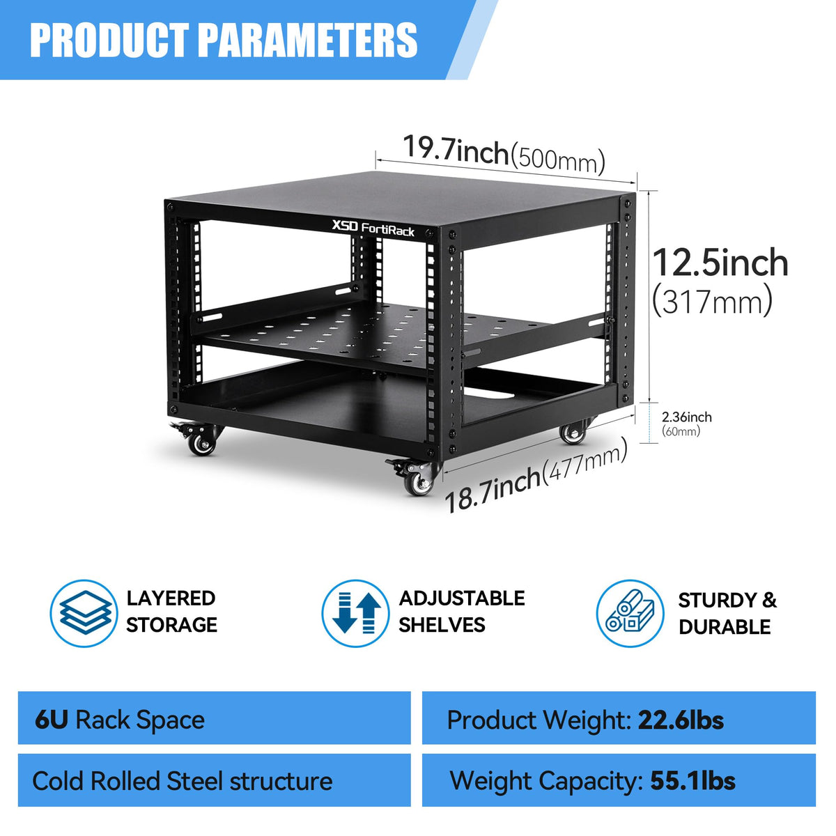 6U Open Frame Rack O52658