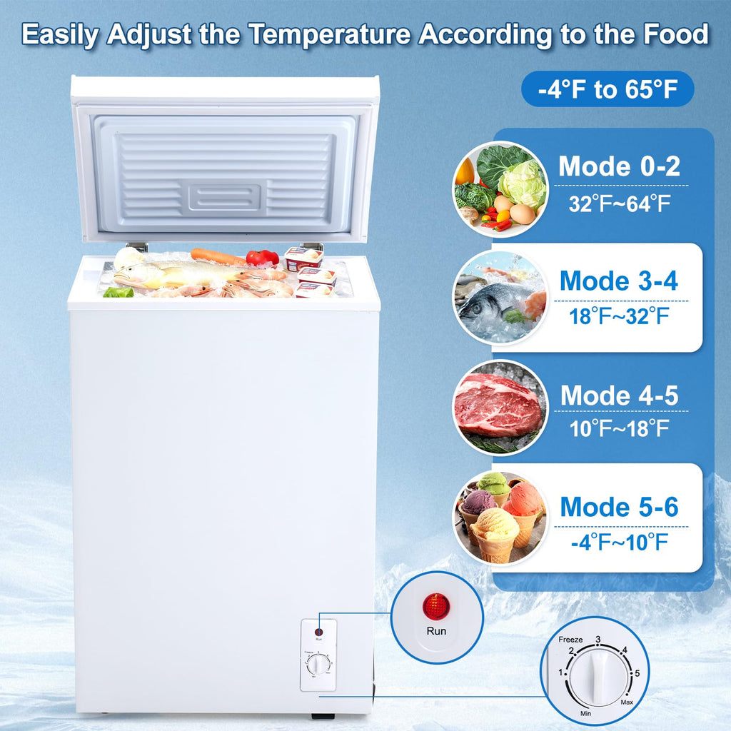 3.5 Cu.Ft White Chest Freezer with Basket Z394319