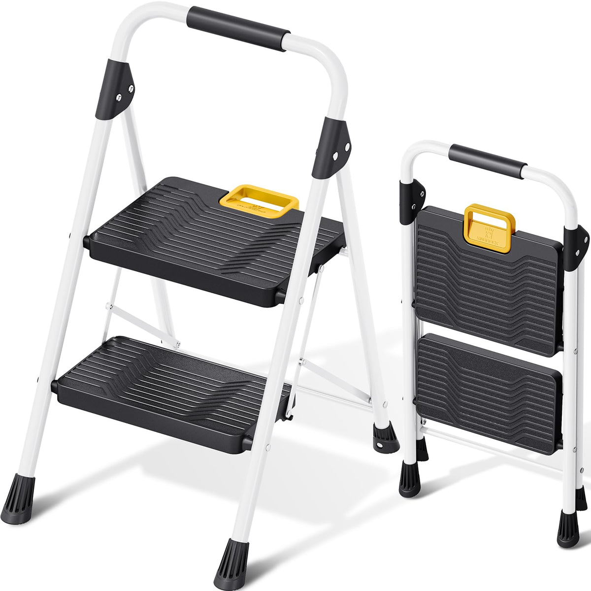 2 Step Folding Ladder 800lbs Capacity White Q120220