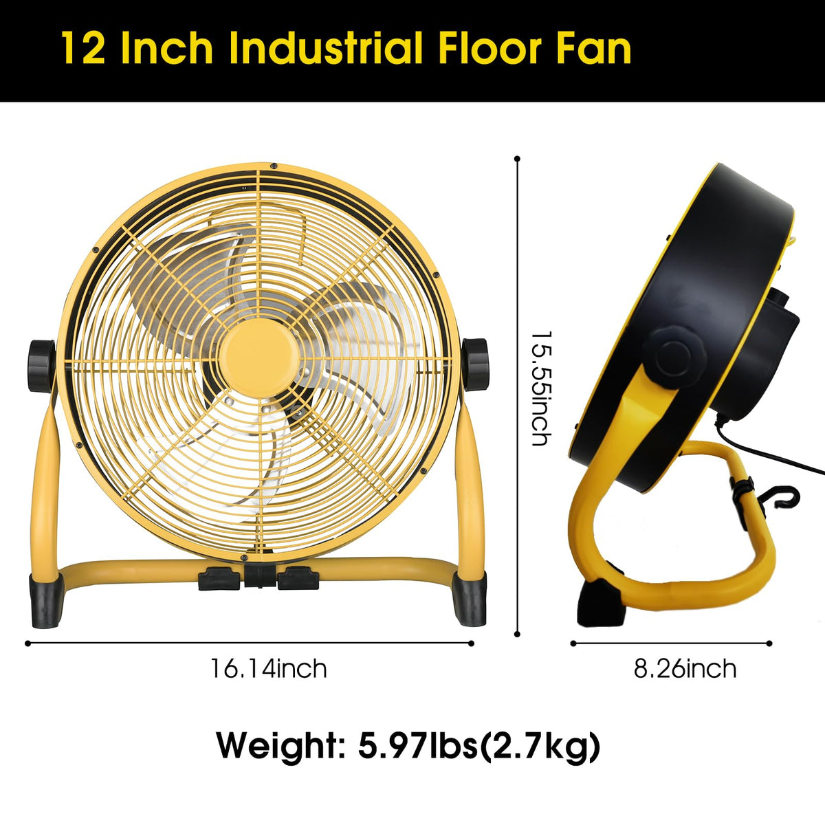 12 Inch High Velocity Metal Floor Fan T1219