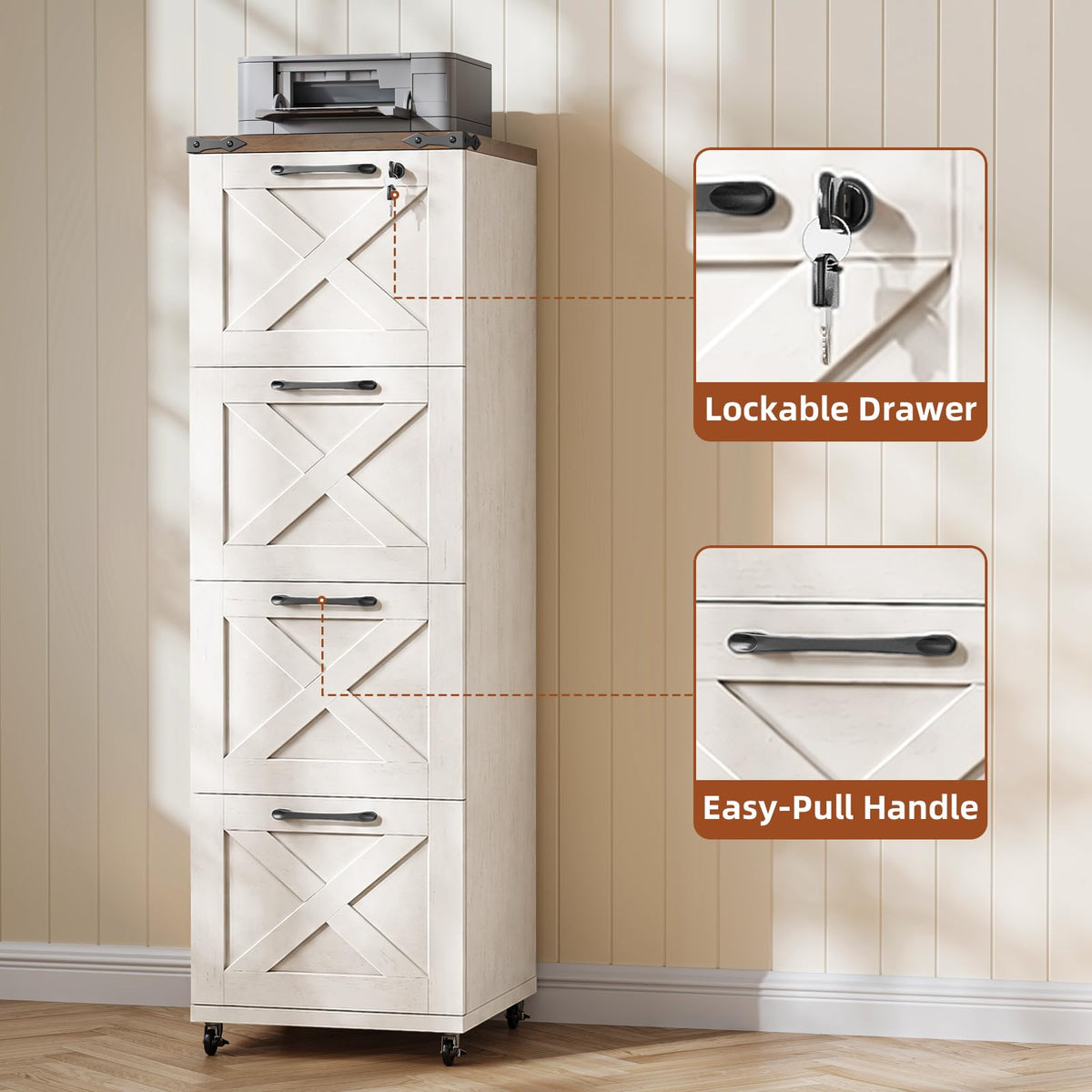 White 4 Drawer Office Filing Cabinet E4632