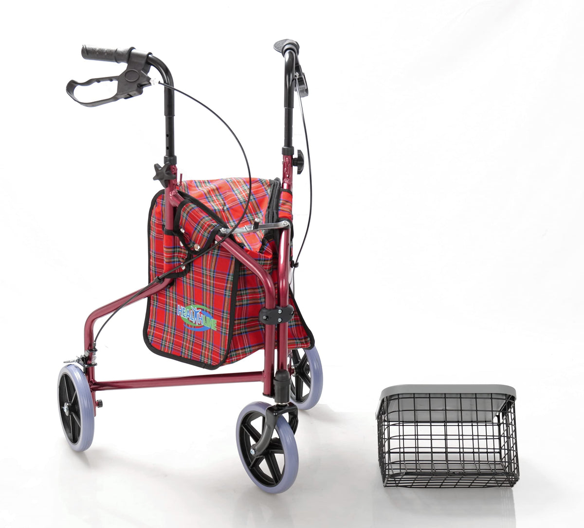 Aluminum 3 Wheels Foldable Rollator Walker with Basket L4201