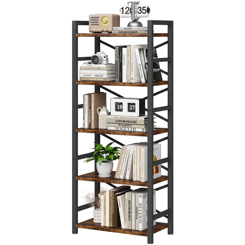 5 Tier Wood and Metal Bookshelf B3117
