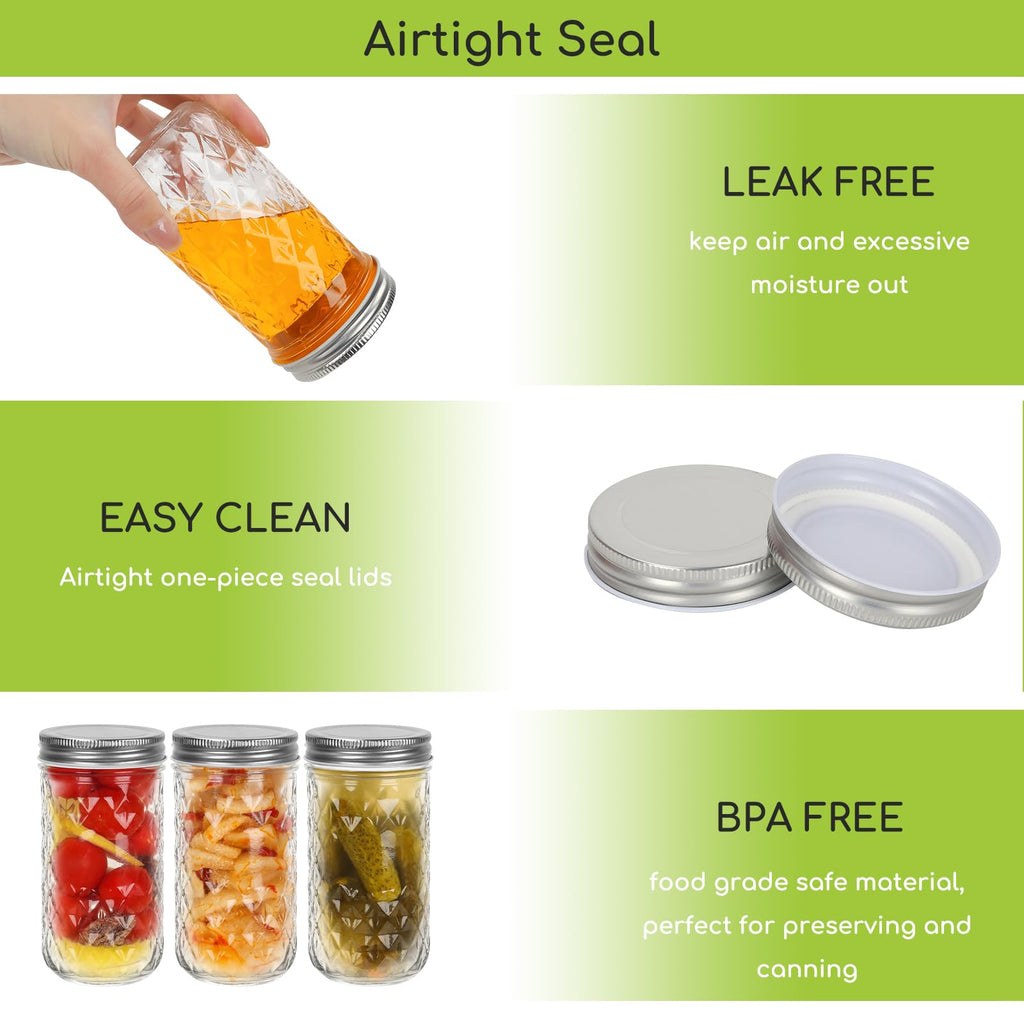 12 oz 20 Pack Glass Mason Jars with Airtight Lids A778