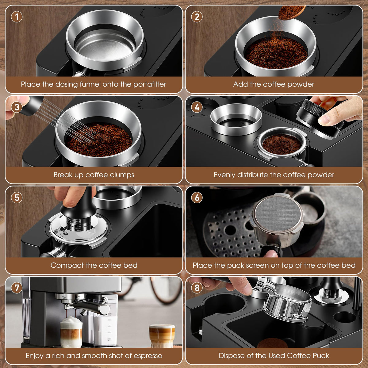 51mm Espresso Accessories Kit, Tamping Station, Knock Box, Tamper P761