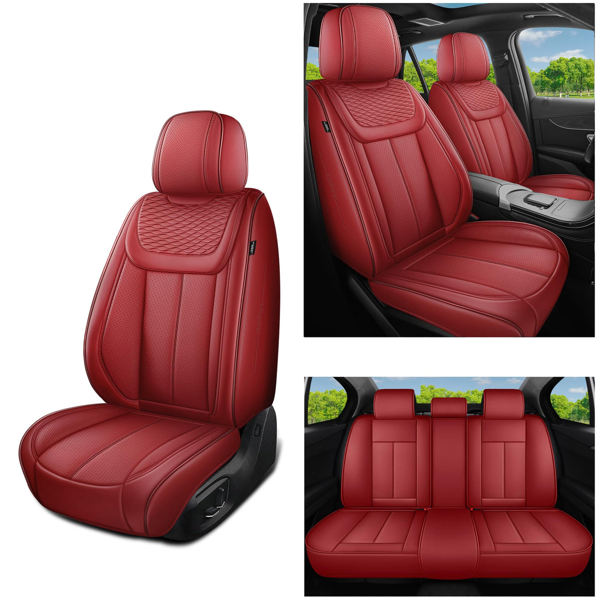 Red 5 Seat Car Seat Covers Full Set Q3417