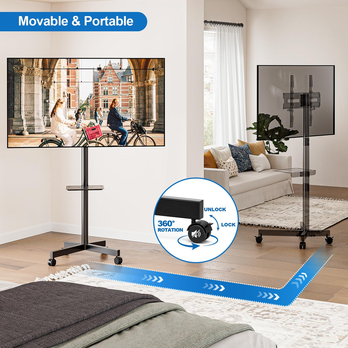 Mobile TV Stand for 23-65 Inch Flat Curved Screen TVs C5175