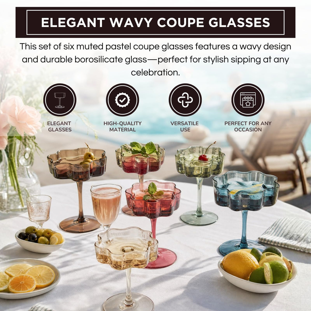 Scalloped Glass Coupes 7oz 6 Set E842098