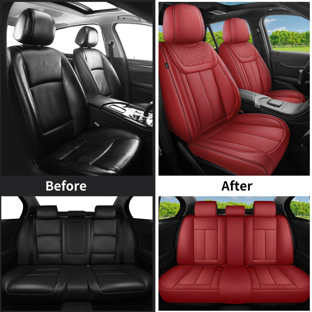 Red 5 Seat Car Seat Covers Full Set Q3417