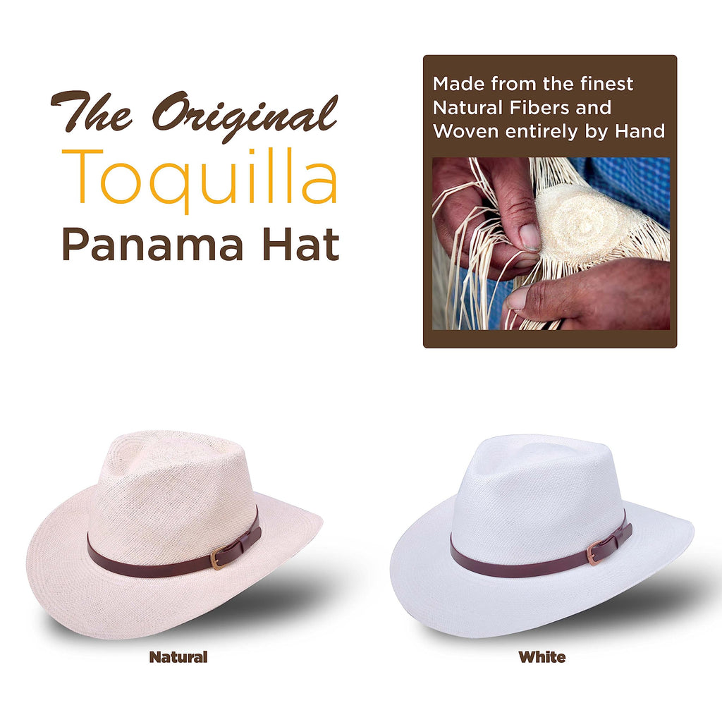 Panama Hat Teardrop Shape Recycled Leather Toquilla Straw V89359