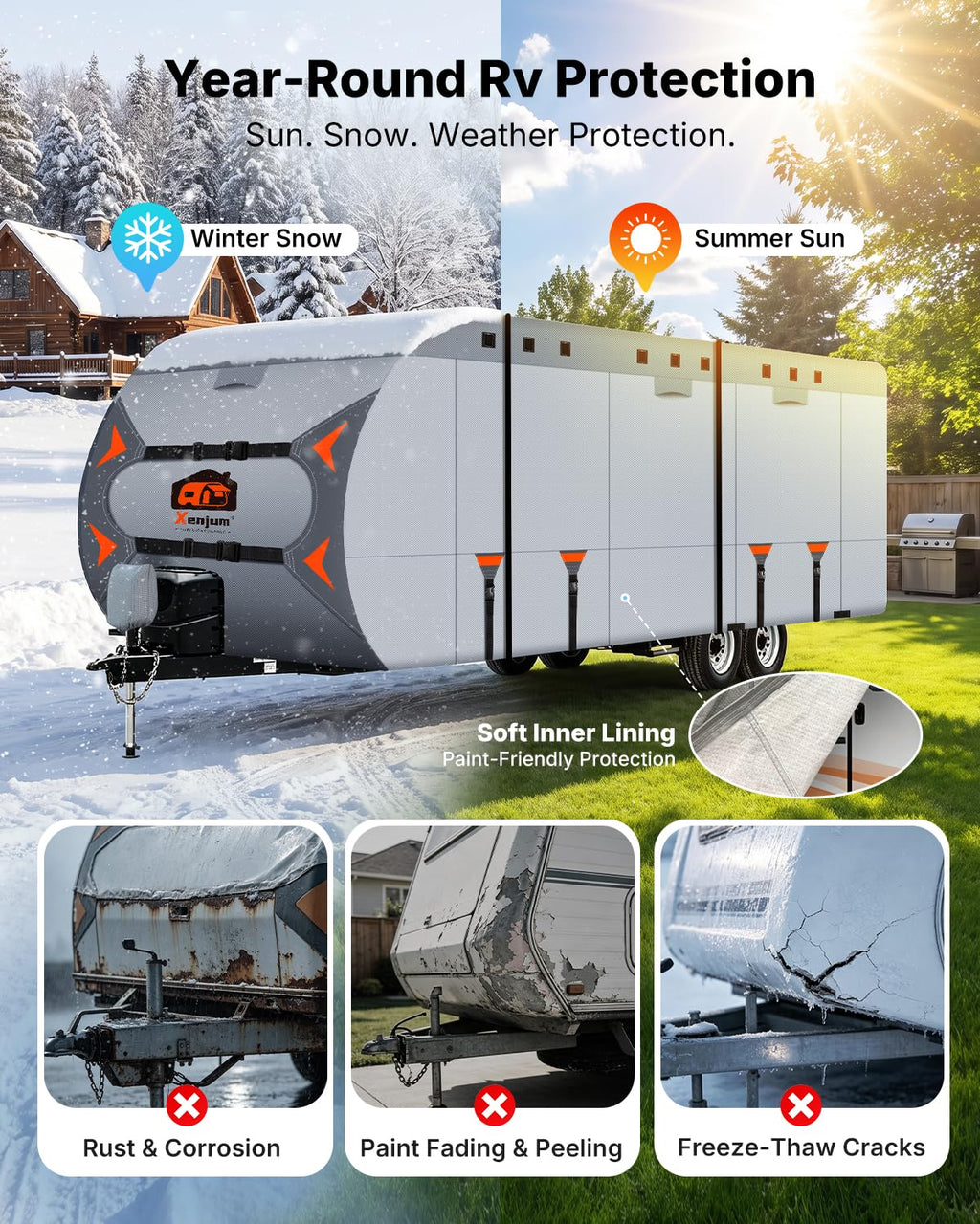 14-16FT Heavy Duty Rip-Stop RV Cover with Storage Bag T606938