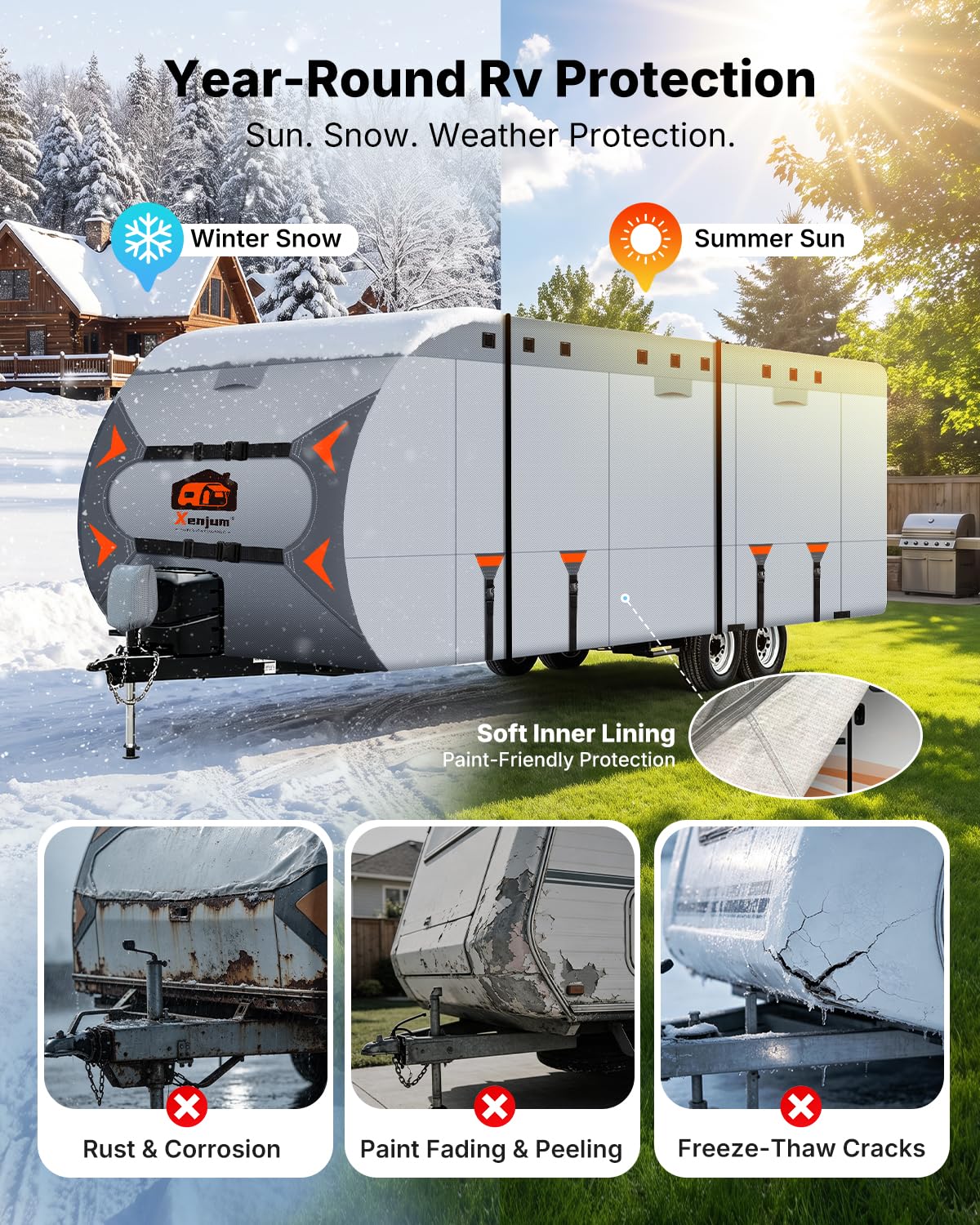 14-16FT Heavy Duty Rip-Stop RV Cover with Storage Bag T606938