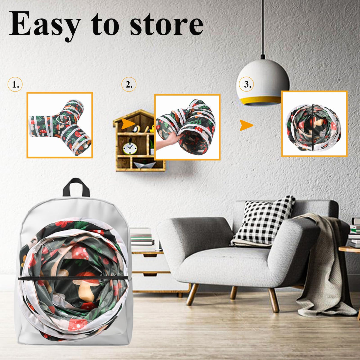 Collapsible 3 Way Rabbit Tunnel with Chew Toy Q526
