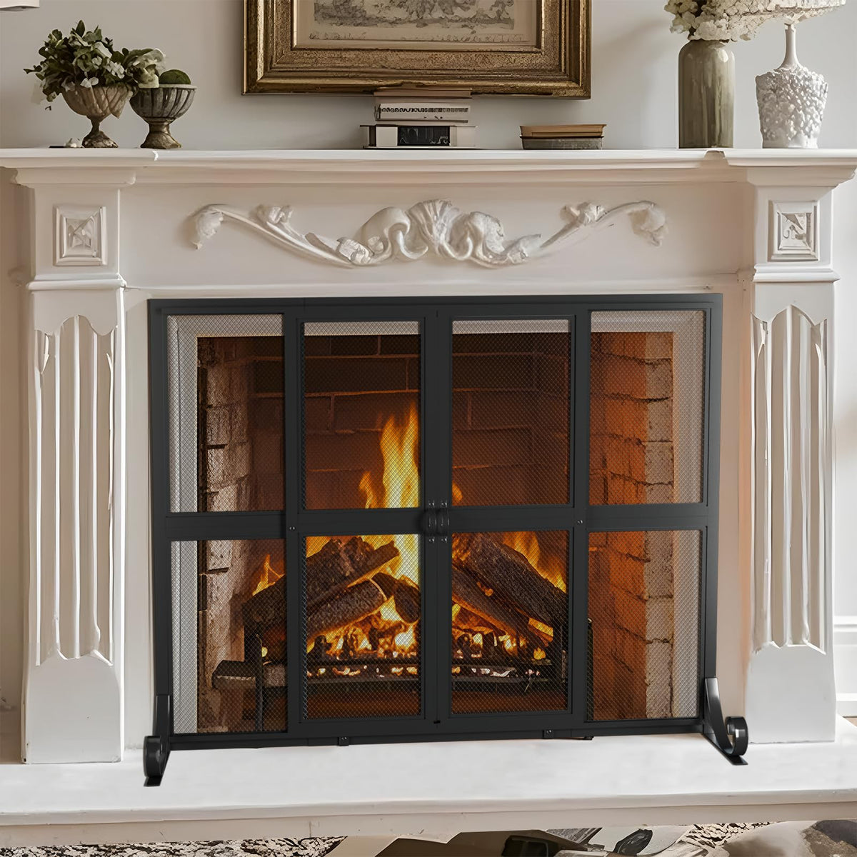 Fireplace Screen with Sliding Doors E88295