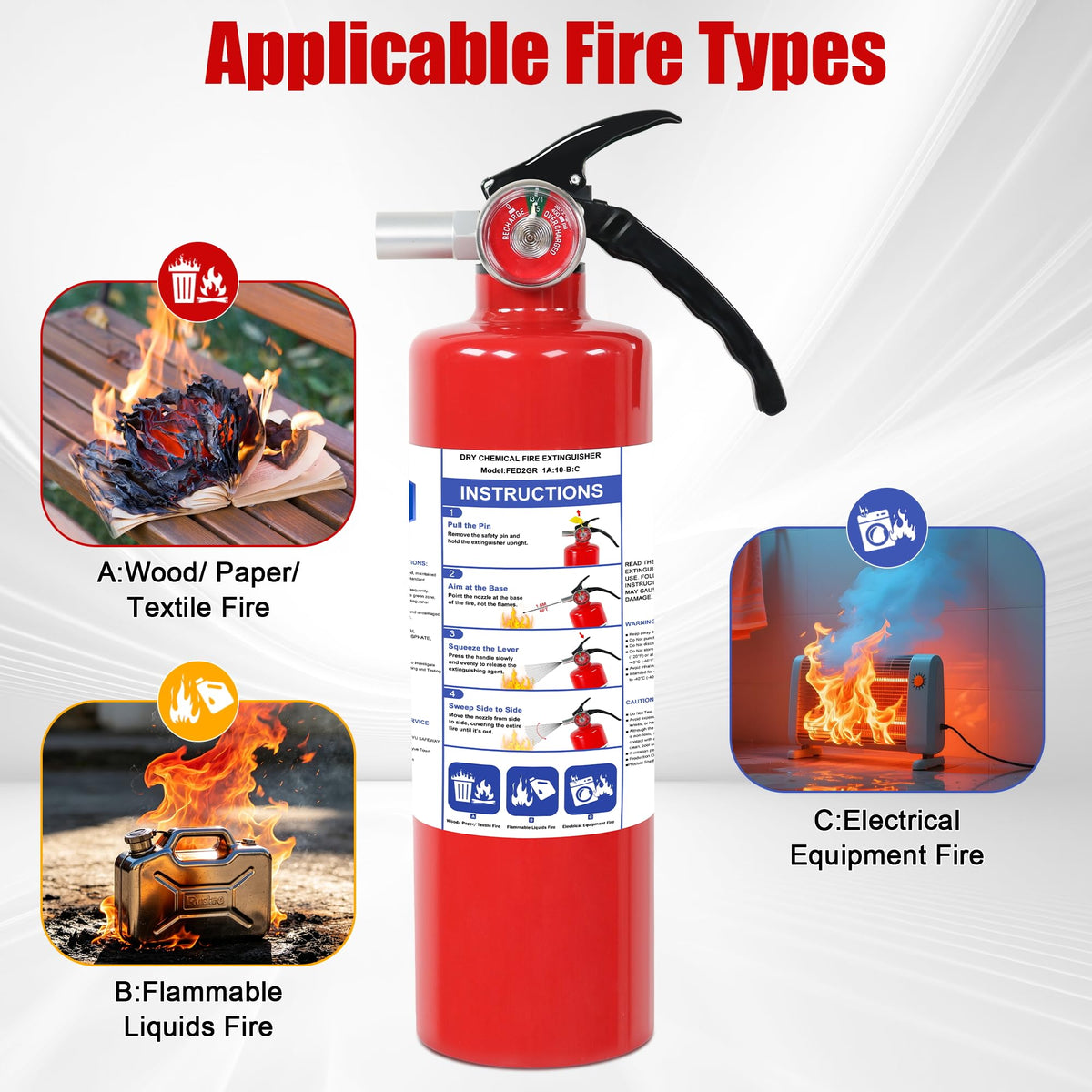 2.5lb ABC Dry Chemical Fire Extinguisher Y45898