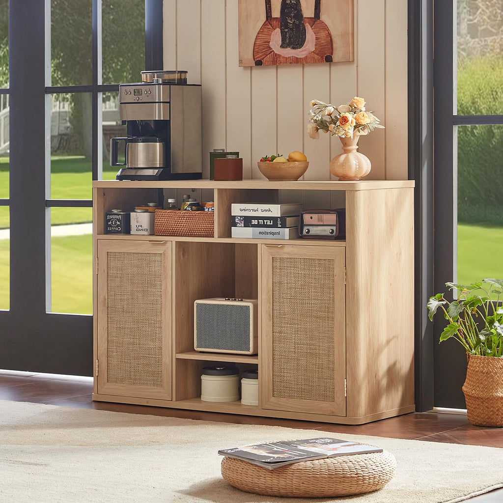 Rattan Wine Bar Cabinet with Storage T4250
