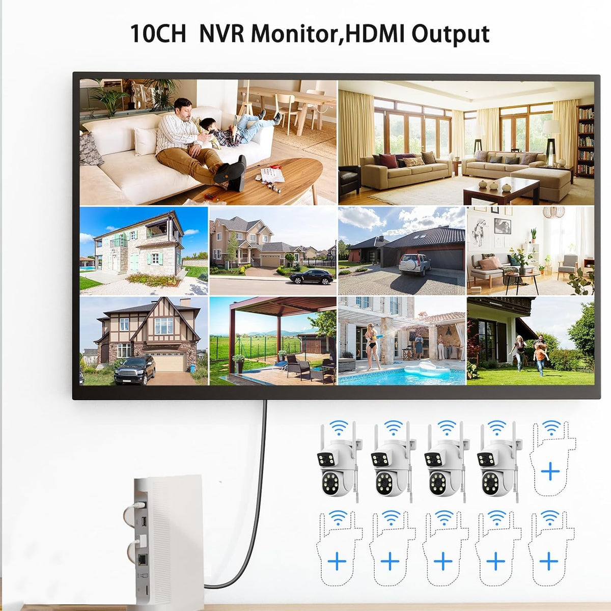 Wireless Outdoor 4 Cam Home Security Cameras System G2945