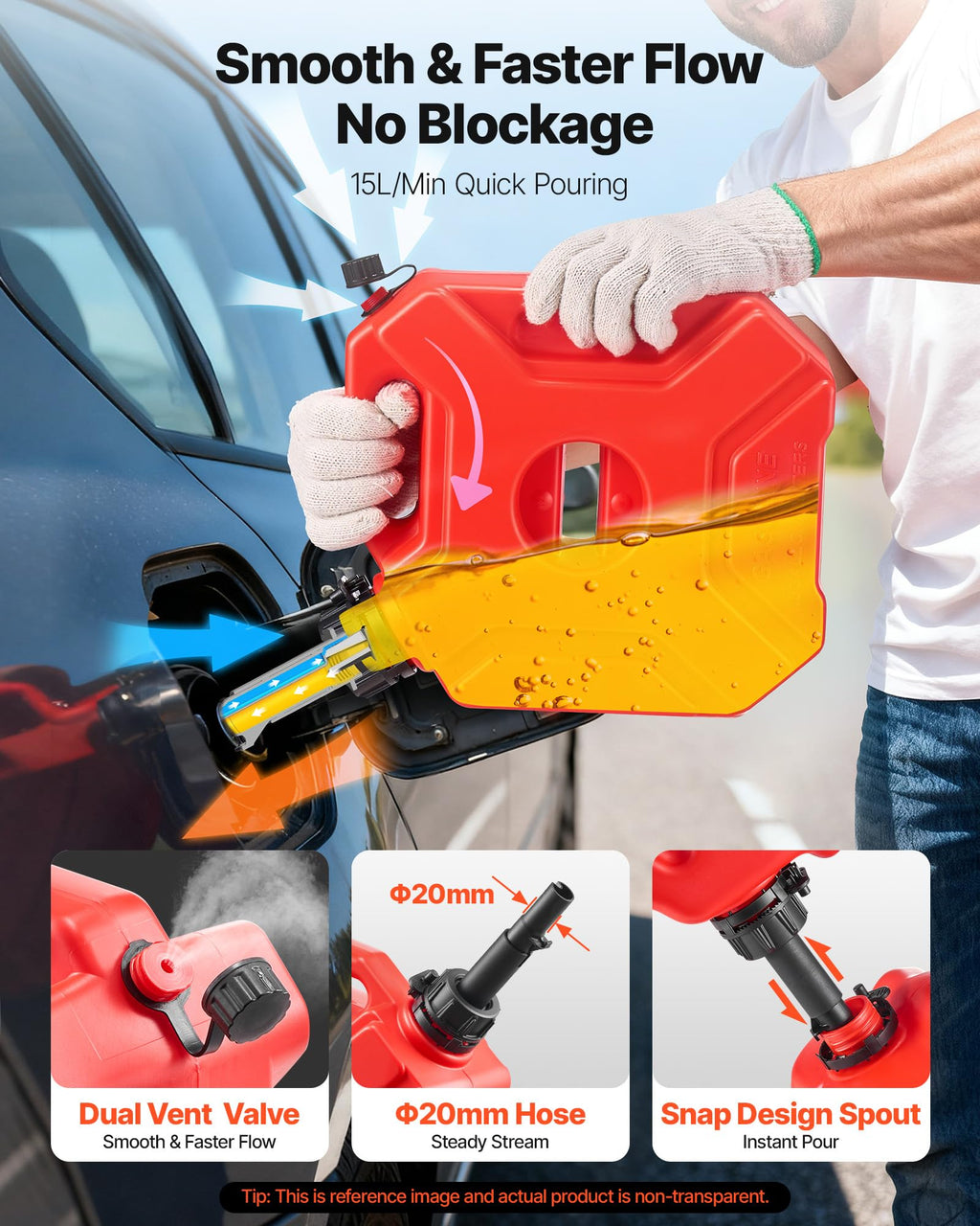 1.3 Gallon Gas Can with Spout and Lockable Bracket X8873